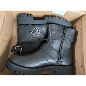 Steve Madden Ankle Boot Crusader Black Leather Women's Size 8‎ M